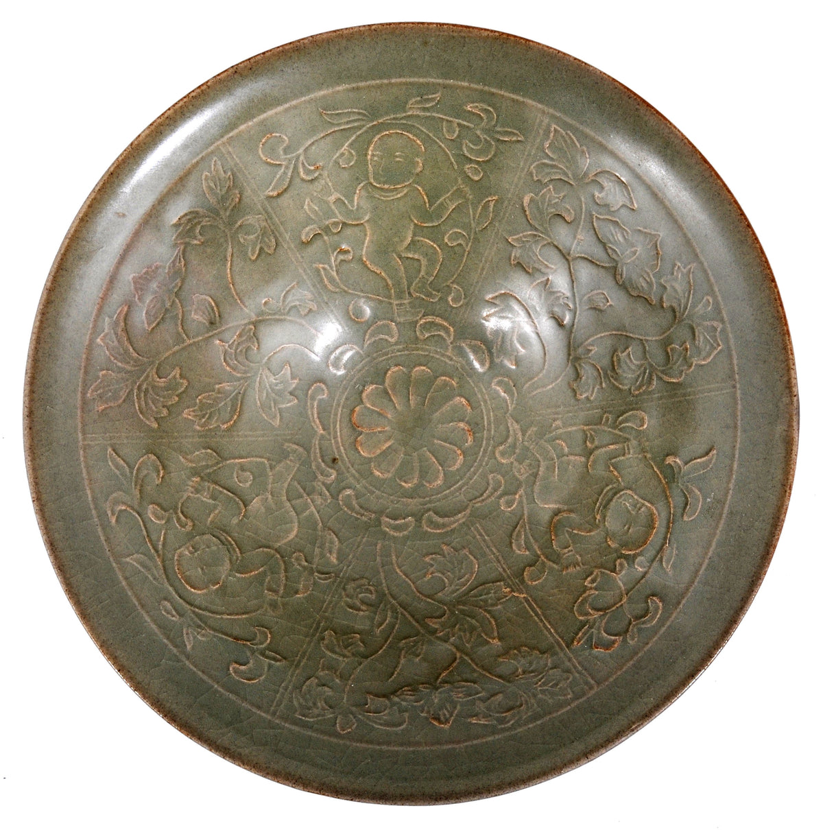 Antique Chinese Northern Song Dynasty (960-1269) Green Celadon Yaozhou Bowl