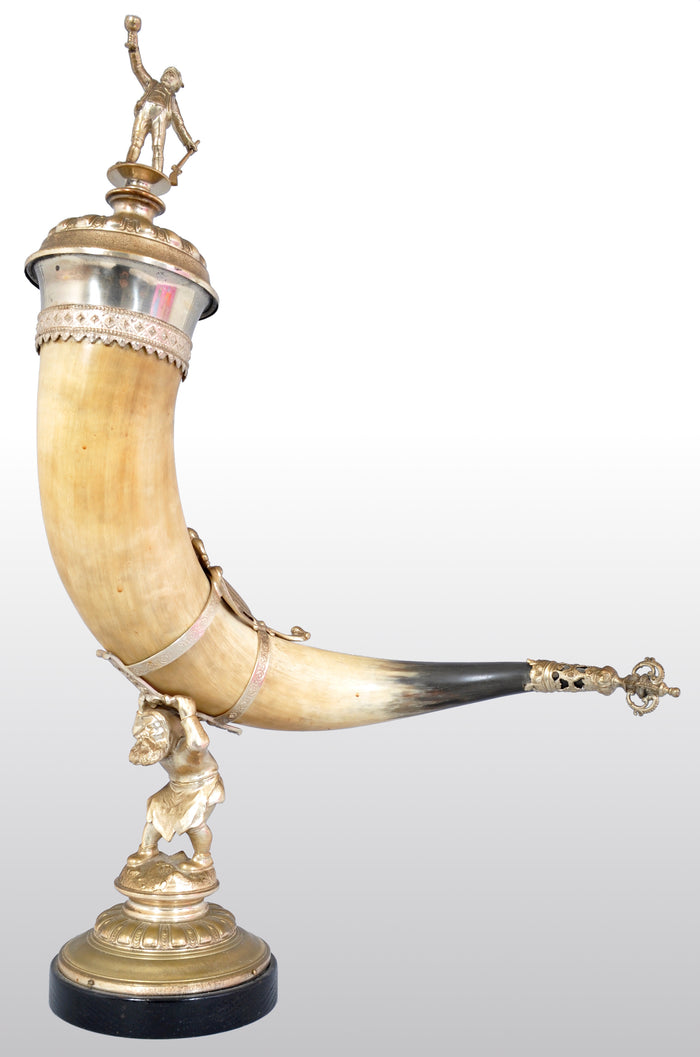 Antique Austrian Gilded Bronze Hunting Horn/Cornucopia, circa 1880