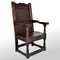 Antique English Oak Jacobean Commonwealth Period Wainscot Armchair, circa 1650
