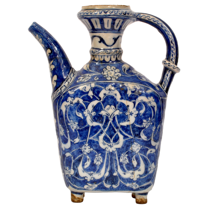 Antique Ottoman Islamic Blue & White Iznik Pottery Water Jug / Ewer, Turkey, circa 1650