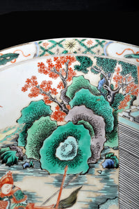 Antique Chinese Qing Dynasty Wucai Porcelain Bowl / Charger / Plate, circa 1850