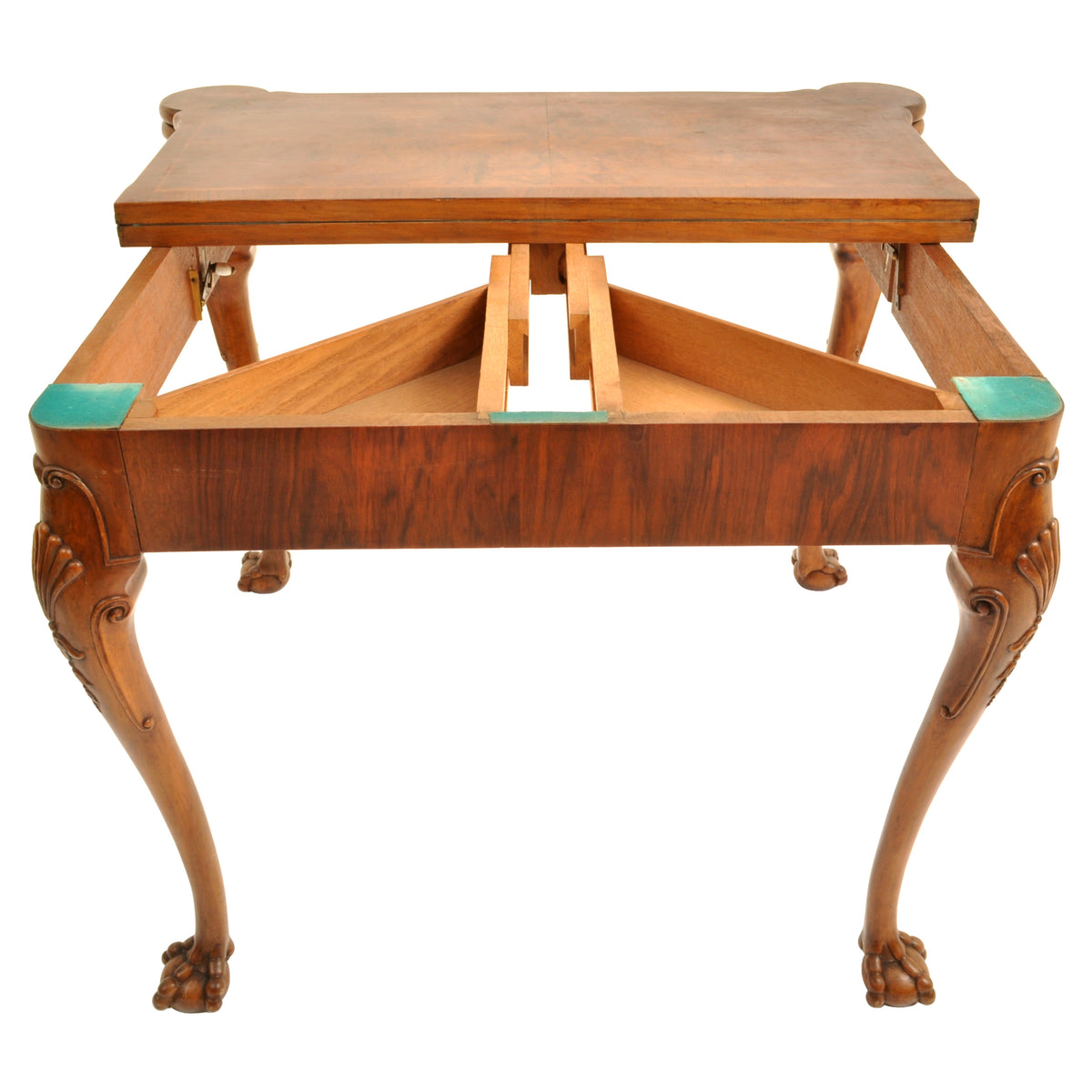 Antique 19th Century Georgian Chippendale Carved Walnut Card / Games Table, circa 1890