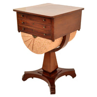 Antique American Empire Mahogany Pedestal Sewing / Work Table, New York, circa 1840