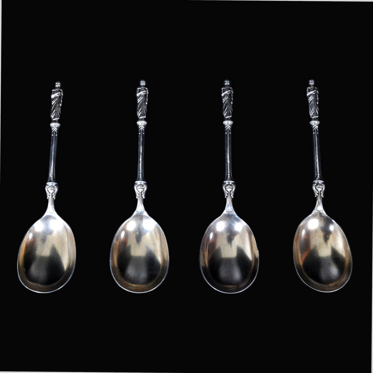 Set of 4 Antique Elkington Silver Plated Apostle's Serving Spoons, 1876
