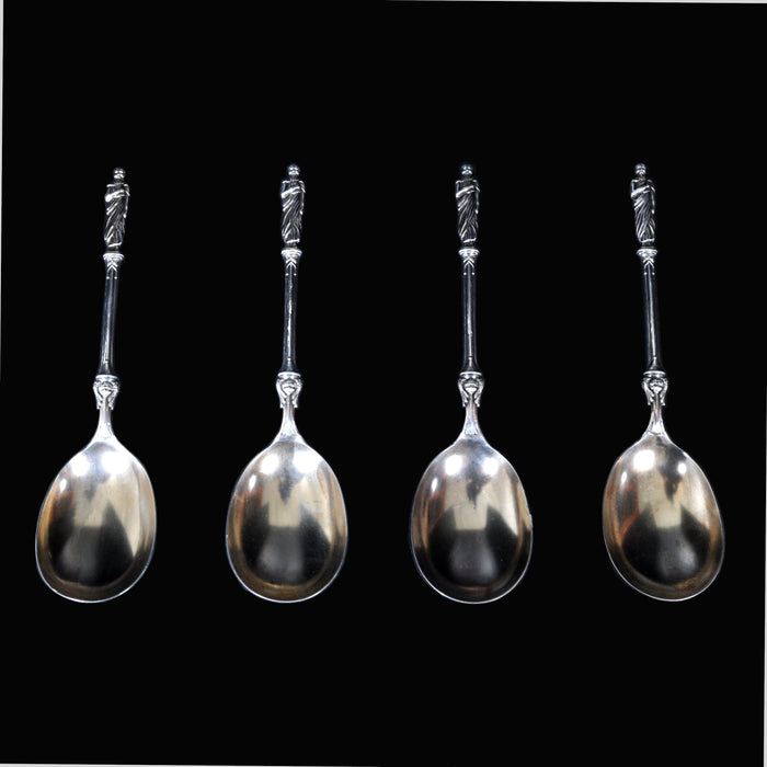 Set of 4 Antique Elkington Silver Plated Apostle's Serving Spoons, 1876