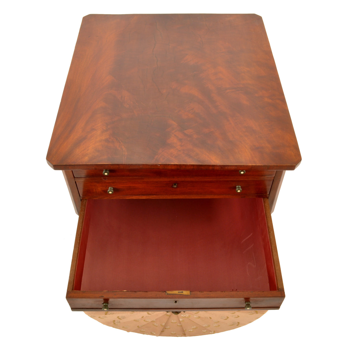 Antique American Empire Mahogany Pedestal Sewing / Work Table, New York, circa 1840