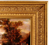 19th century French Barbizon School Painting Oil on Canvas Landscape Signed Marin Circa 1840