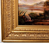 19th century French Barbizon School Painting Oil on Canvas Landscape Signed Marin Circa 1840