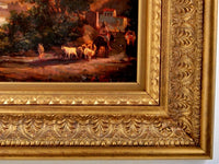19th century French Barbizon School Painting Oil on Canvas Landscape Signed Marin Circa 1840