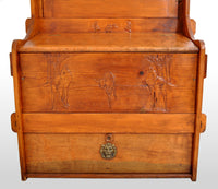 Antique American Carved Knotty Pine Country Gun / Rifle Display Cabinet, circa 1920