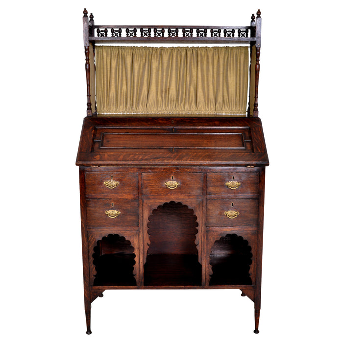 Liberty & Co Arts & Crafts Anglo Moorish Medina Oak Bureau / Desk, L F Wyburd, circa 1900