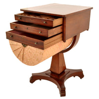 Antique American Empire Mahogany Pedestal Sewing / Work Table, New York, circa 1840