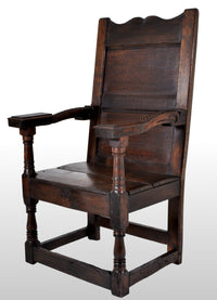 Antique English Oak Jacobean Commonwealth Period Wainscot Armchair, circa 1650