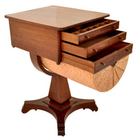 Antique American Empire Mahogany Pedestal Sewing / Work Table, New York, circa 1840