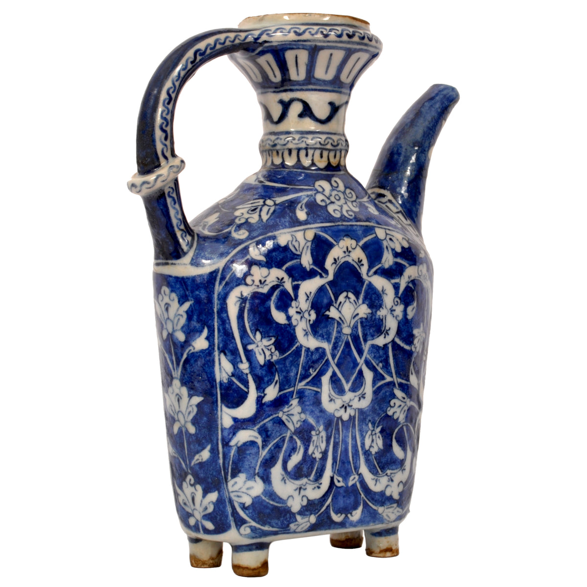 Antique Ottoman Islamic Blue & White Iznik Pottery Water Jug / Ewer, Turkey, circa 1650