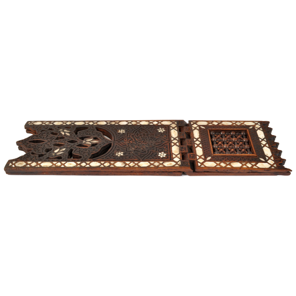 Antique 19th Century Islamic Carved Arabesque Syrian Ottoman Inlaid Qur'an Koran Stand, circa 1850