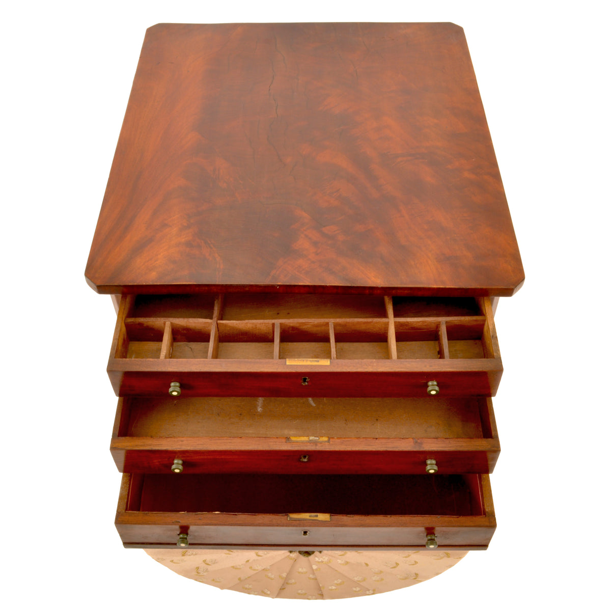 Antique American Empire Mahogany Pedestal Sewing / Work Table, New York, circa 1840