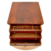 Antique American Empire Mahogany Pedestal Sewing / Work Table, New York, circa 1840