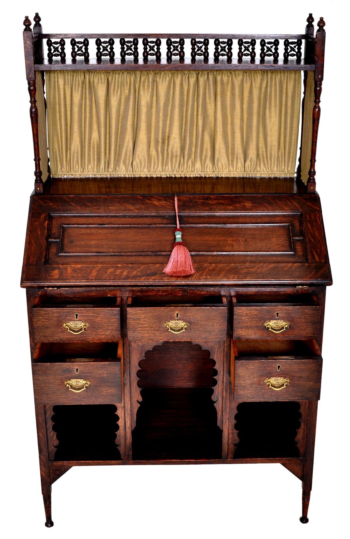 Liberty & Co Arts & Crafts Anglo Moorish Medina Oak Bureau / Desk, L F Wyburd, circa 1900
