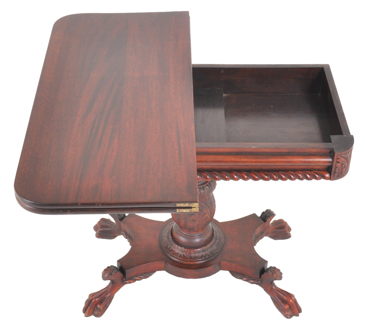Antique American Late Federal/Empire Mahogany Fold-Over Tea/Games/Card Table, Circa 1830