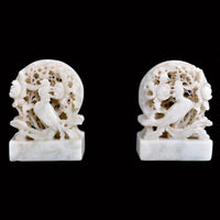 Antique Chinese Qing Dynasty Marble Bookends