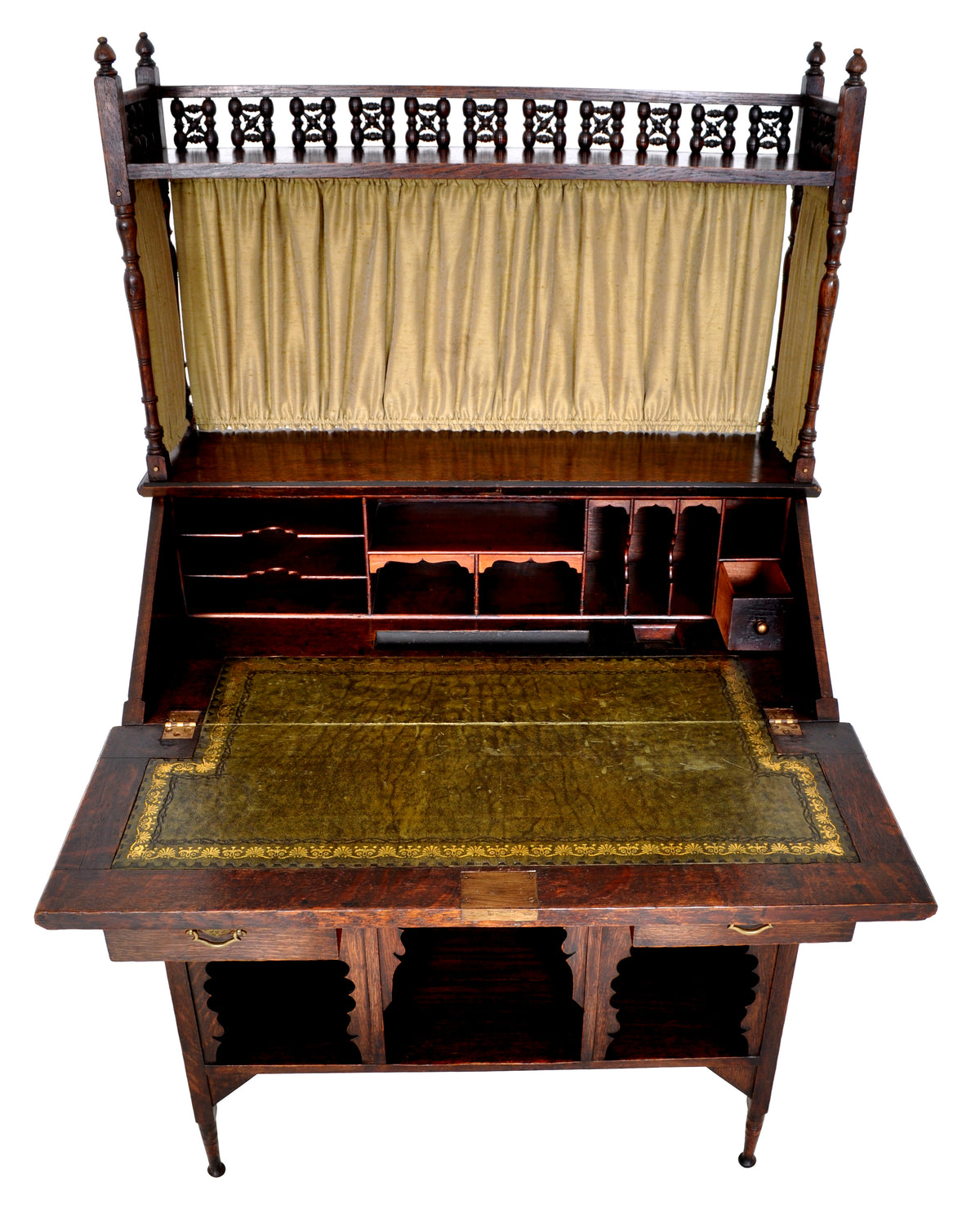 Liberty & Co Arts & Crafts Anglo Moorish Medina Oak Bureau / Desk, L F Wyburd, circa 1900