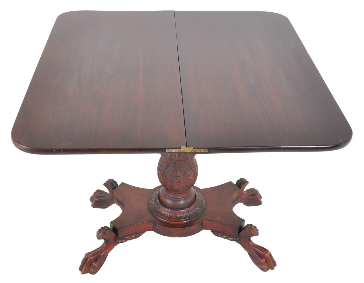 Antique American Late Federal/Empire Mahogany Fold-Over Tea/Games/Card Table, Circa 1830