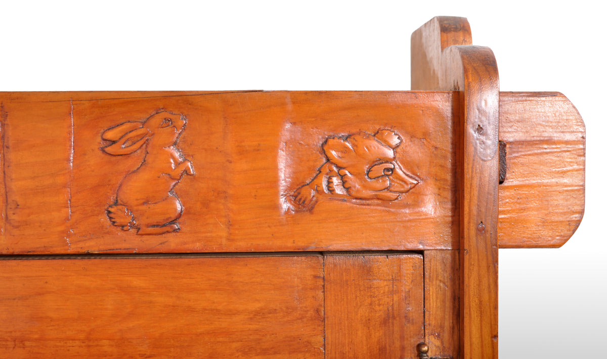 Antique American Carved Knotty Pine Country Gun / Rifle Display Cabinet, circa 1920