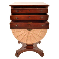Antique American Empire Mahogany Pedestal Sewing / Work Table, New York, circa 1840