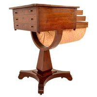 Antique American Empire Mahogany Pedestal Sewing / Work Table, New York, circa 1840