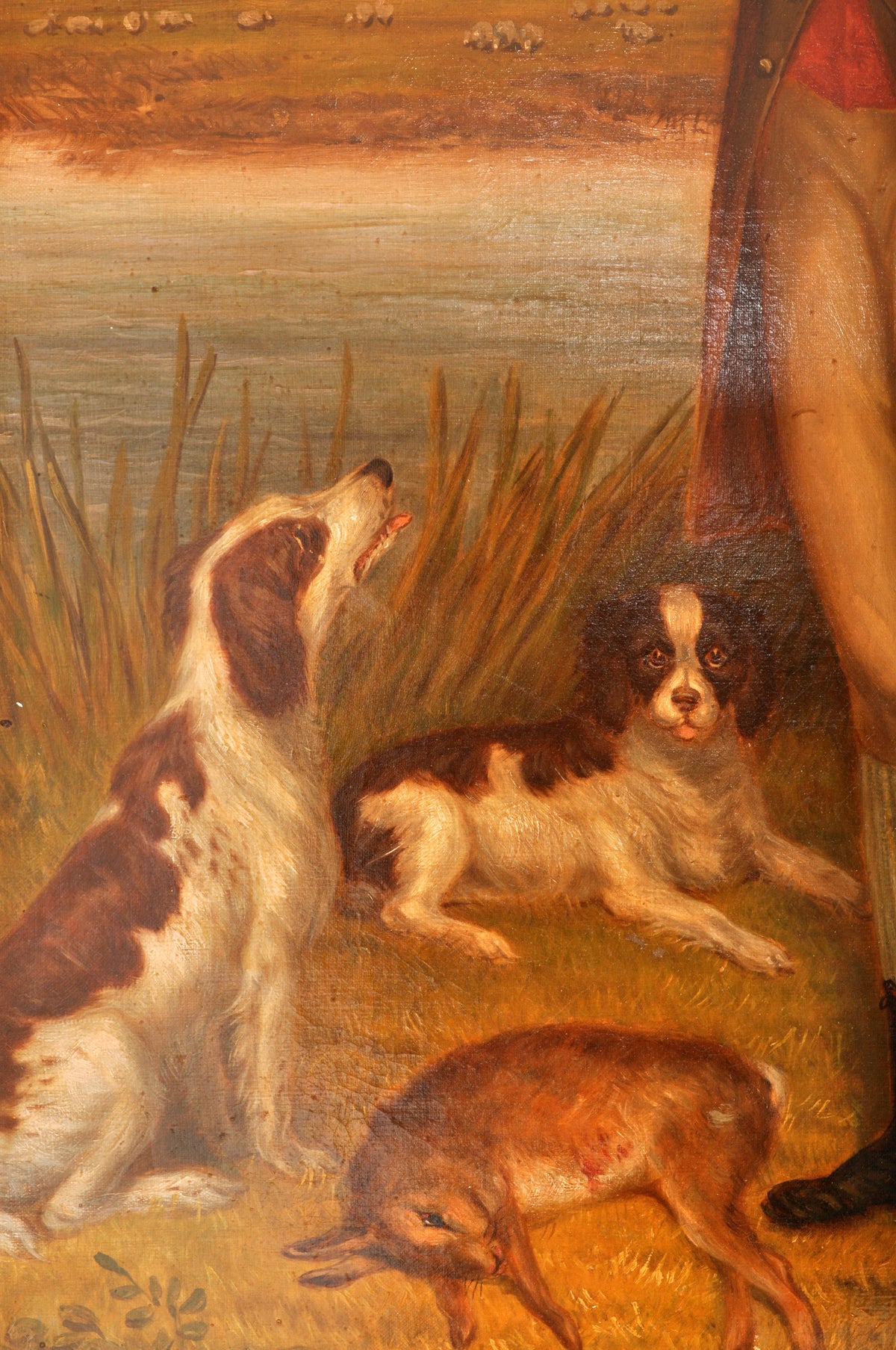 Antique Country House Georgian Hunting Portrait, Oil on Canvas, circa 1750