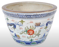 Antique Chinese Qing Dynasty Wucai Kangxi Period Porcelain Dragon Censer Bowl