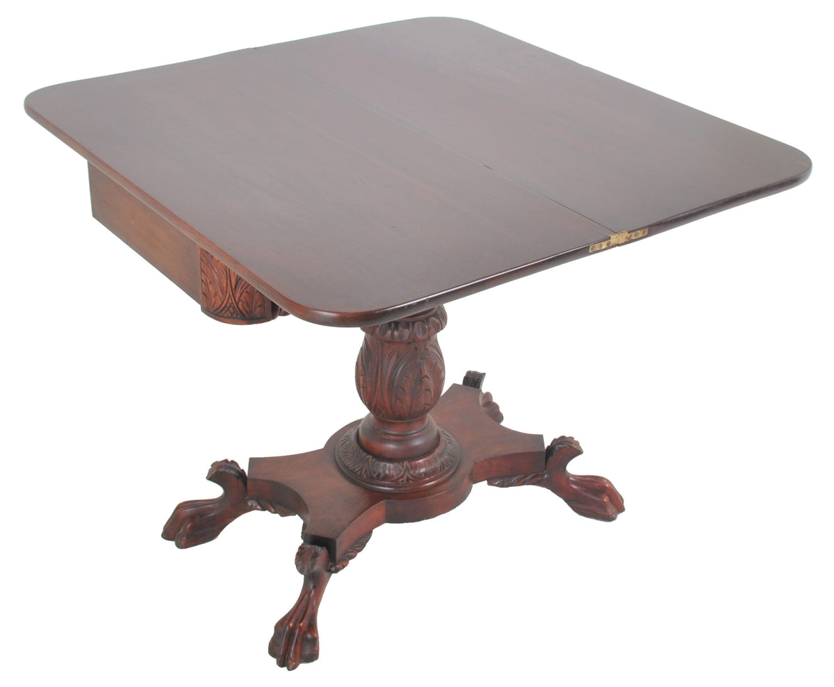 Antique American Late Federal/Empire Mahogany Fold-Over Tea/Games/Card Table, Circa 1830