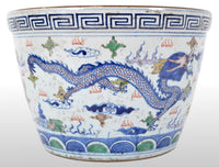 Antique Chinese Qing Dynasty Wucai Kangxi Period Porcelain Dragon Censer Bowl