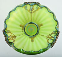 Antique Art Nouveau Czech Loetz Glass Bowl with Metal Mounts, Circa 1900