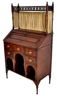 Liberty & Co Arts & Crafts Anglo Moorish Medina Oak Bureau / Desk, L F Wyburd, circa 1900