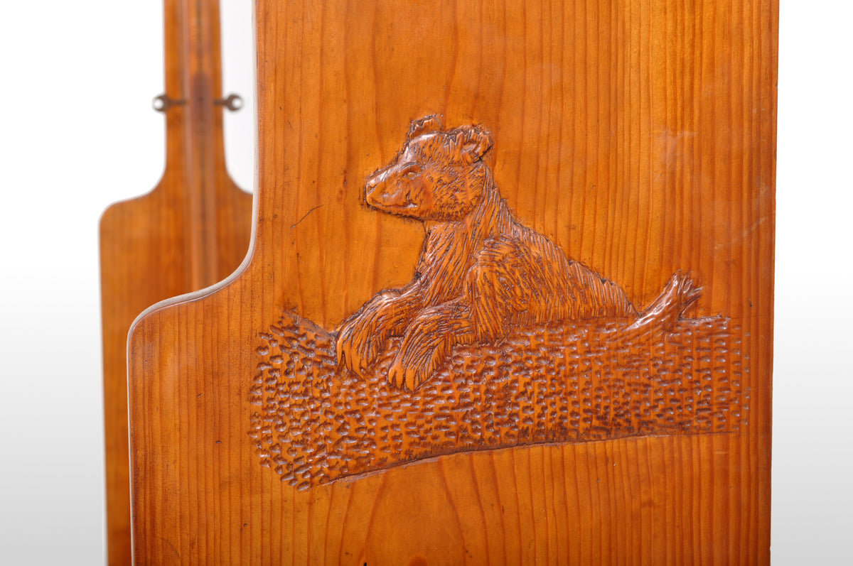 Antique American Carved Knotty Pine Country Gun / Rifle Display Cabinet, circa 1920