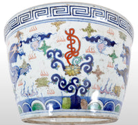 Antique Chinese Qing Dynasty Wucai Kangxi Period Porcelain Dragon Censer Bowl