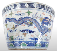 Antique Chinese Qing Dynasty Wucai Kangxi Period Porcelain Dragon Censer Bowl