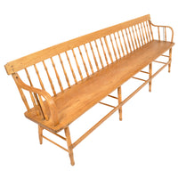 Antique American Windsor Pine & Maple Spindle Back Colonial Deacon's Bench, circa 1840
