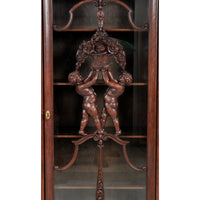 Antique German Baroque Revival Carved Oak Bookcase / Bibliotheque / Library Cabinet, circa 1890