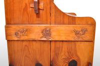 Antique American Carved Knotty Pine Country Gun / Rifle Display Cabinet, circa 1920
