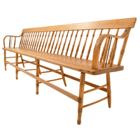 Antique American Windsor Pine & Maple Spindle Back Colonial Deacon's Bench, circa 1840