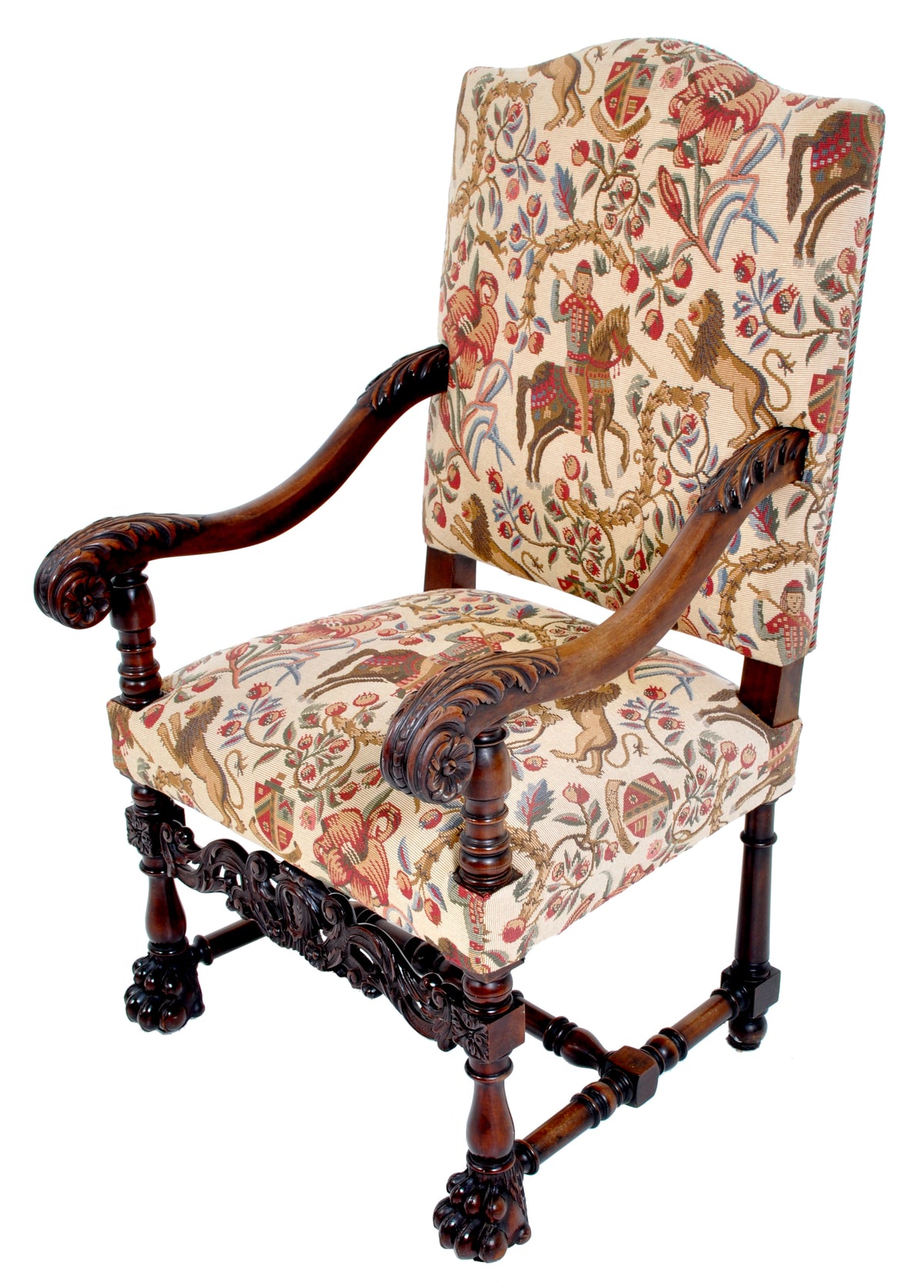Pair of Antique Baroque Carved Mahogany Throne Chairs, circa 1870