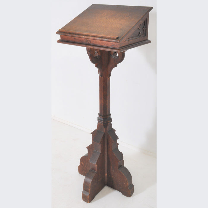 Antique Gothic Revival Oak Church/Altar Lectern, 1906
