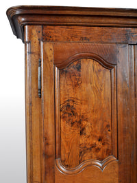 Antique French Provincial Finely Figured Walnut Wedding Armoire, circa 1750