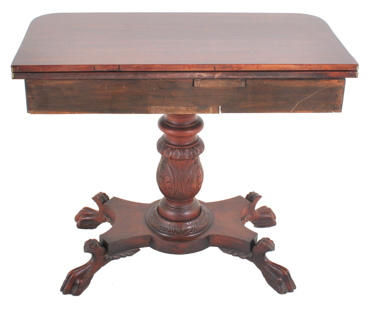 Antique American Late Federal/Empire Mahogany Fold-Over Tea/Games/Card Table, Circa 1830
