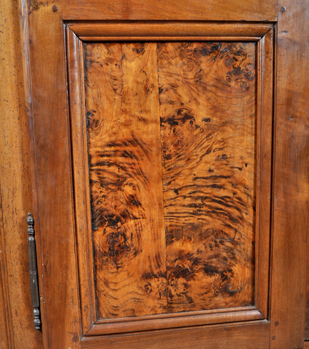 Antique French Provincial Finely Figured Walnut Wedding Armoire, circa 1750