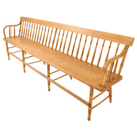 Antique American Windsor Pine & Maple Spindle Back Colonial Deacon's Bench, circa 1840