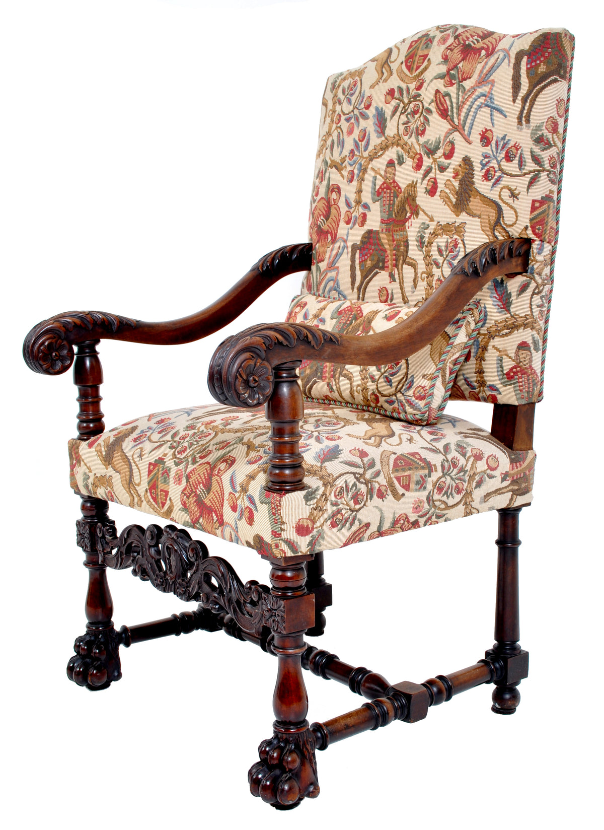Pair of Antique Baroque Carved Mahogany Throne Chairs, circa 1870